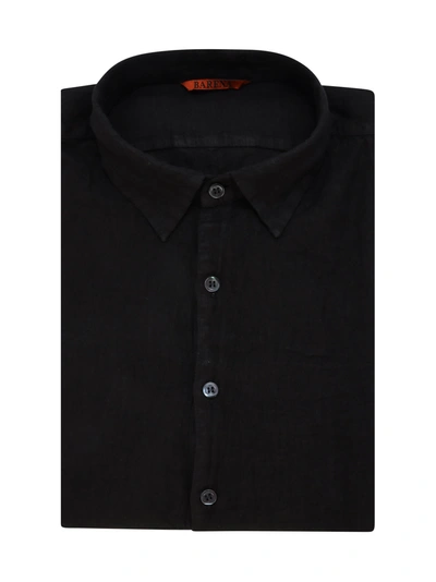 Shop Barena Venezia Henley Linen Shirt In Black