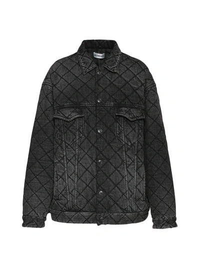 Shop Balenciaga Quilted Jkt In Dirty Vintage Black
