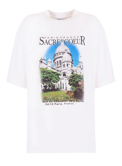 Shop Balenciaga Sacré Coeur Xl T-shirt In Bianco