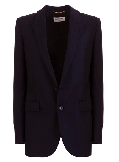 Shop Saint Laurent Wool Twill Jacket In Blu