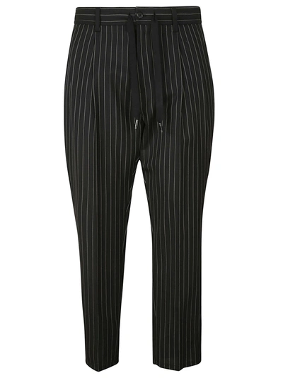 Shop Dolce & Gabbana Stripe Cropped Trousers In Black