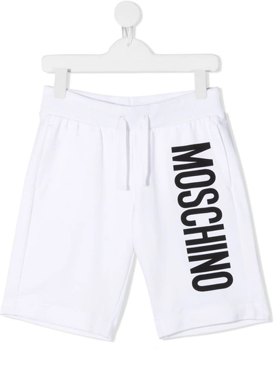 Shop Moschino White Jersey Bermuda With Logo Print