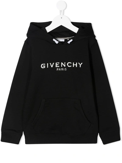 Shop Givenchy Jersey Hoodiet With Logo Print In Black
