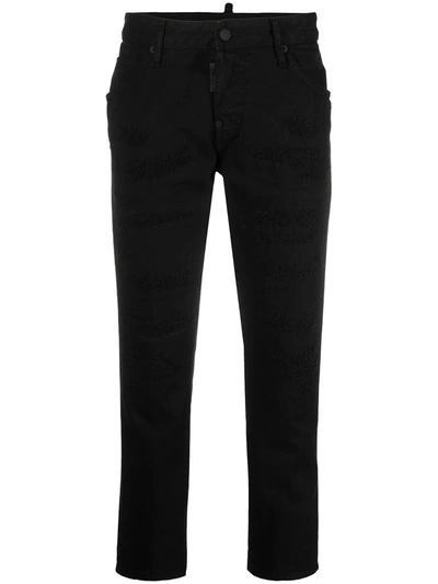 Shop Dsquared2 Low-rise Cropped Jeans In Black