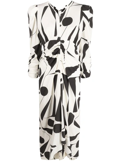 Shop Isabel Marant Albi Abstract-print Dress In Neutrals