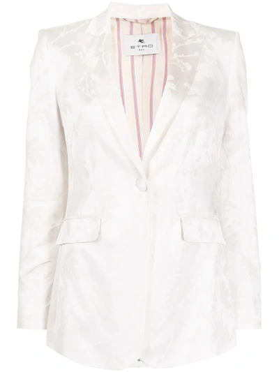 Shop Etro Floral Jacquard Single-breasted Blazer In White