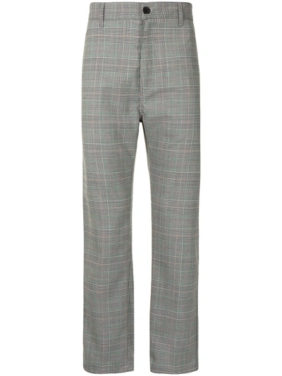 Shop Carhartt High-rise Check-print Straight-leg Trousers In Grey