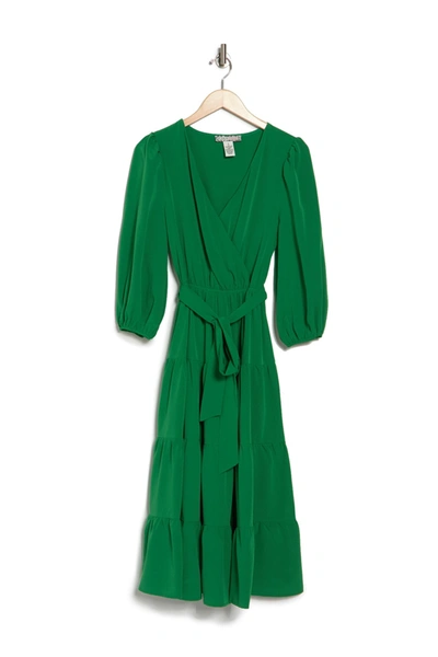 Shop A.calin Solid Midi Dress In Green