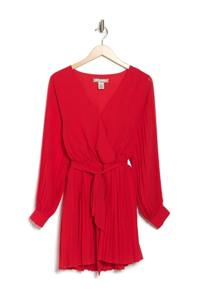 Shop A.calin Mini Pleated Dress In Red