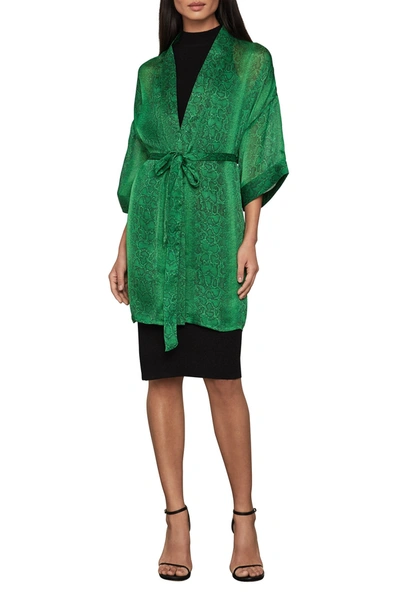 Shop Bcbgmaxazria Snake Printed Belted Kimono In Vibrant Green-pyth