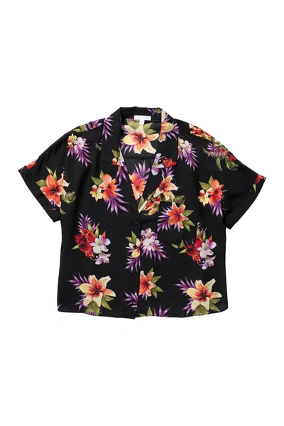 Shop Abound Short Sleeve Camp Shirt In Black Tropical Floral