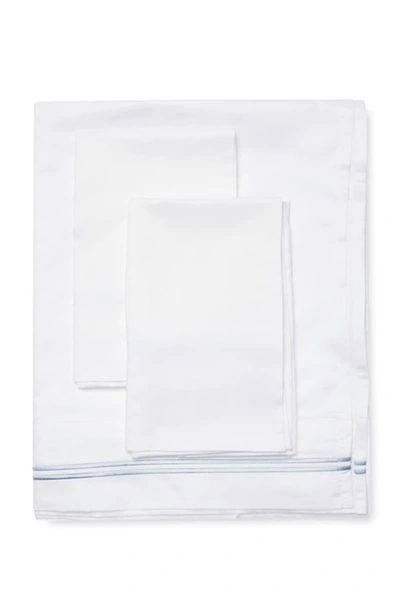 Melange King 600 Thread Count Cotton 2 Stripe Embroidered Sheet 4-piece Set In Blue/white