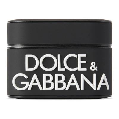 Shop Dolce & Gabbana Black Logo Airpods Pro Case In 89690 Black