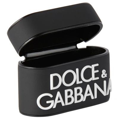 Shop Dolce & Gabbana Black Logo Airpods Pro Case In 89690 Black