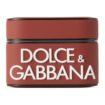 Shop Dolce & Gabbana Red Logo Airpods Pro Case In 8b538 Red/w