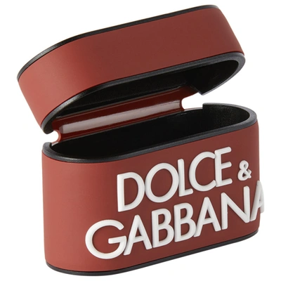 Shop Dolce & Gabbana Red Logo Airpods Pro Case In 8b538 Red/w