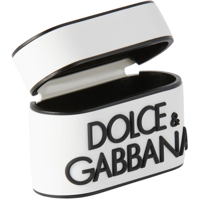Shop Dolce & Gabbana White Logo Airpods Pro Case In 8b926 White