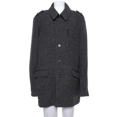Pre-owned Etro Dark Grey Wool Mid-length Coat Xl