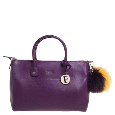 Pre-owned Furla Purple Leather Medium Linda Tote