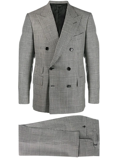 Shop Tom Ford Prince Of Wales Checked Suit In Black