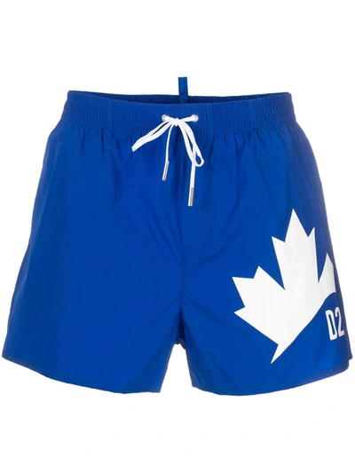 Shop Dsquared2 Maple Leaf Swim Shorts In Blau