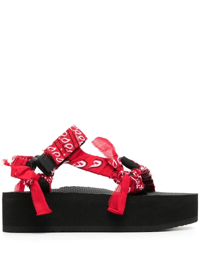 Shop Arizona Love Trekky Bandana-print Platform Sandals In Red