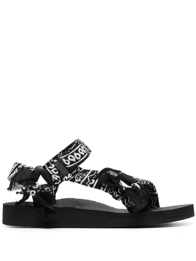 Shop Arizona Love Trekky Paisley-print Buckled Sandals In Black