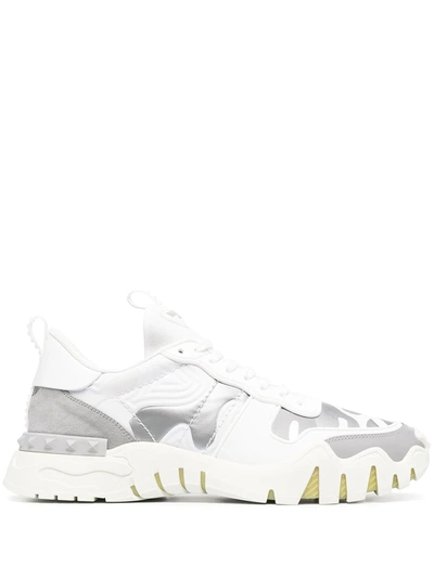 Shop Valentino Rockrunner Camouflage-print Low-top Sneakers In White
