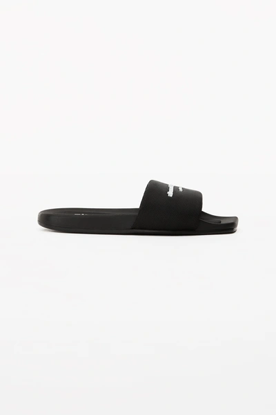 Alexander Wang Padded Logo Pool Slide Sandals Shoes In Black