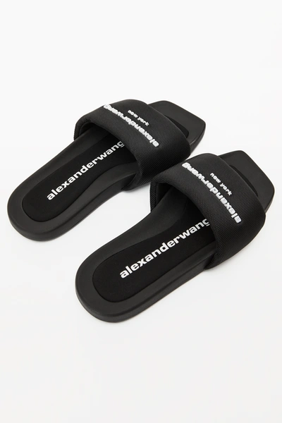 Alexander Wang Padded Logo Pool Slide Sandals Shoes In Black