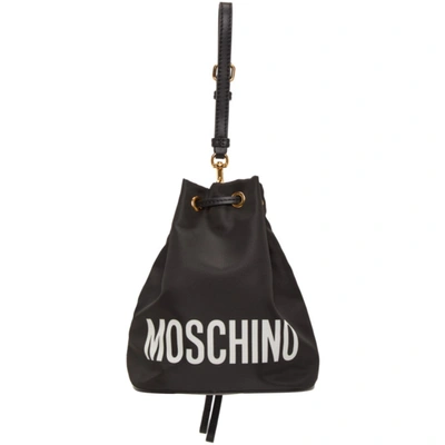 Shop Moschino Black Nylon Italian Teddy Bucket Pouch In A1555 Black