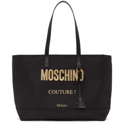 Shop Moschino Black Nylon Logo Tote In B1555 Black