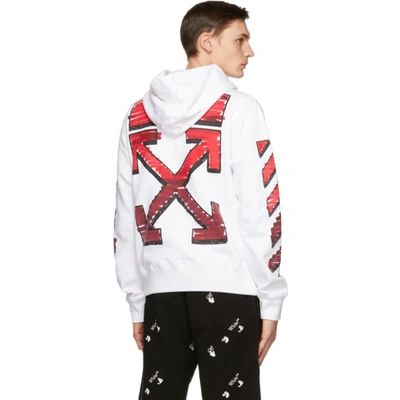 Shop Off-white White & Red Slim Marker Hoodie In White Red