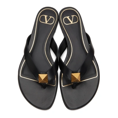 Shop Valentino Black  Garavani Roman Stud Sandals In 0no Black