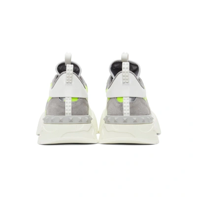 Shop Valentino White And Green  Garavani Camo Rockrunner Sneakers In 2sm Lime-si