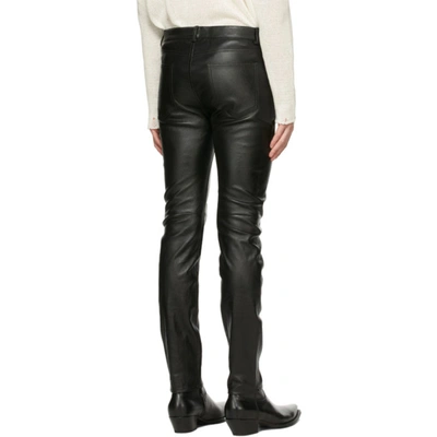 Shop Saint Laurent Black Leather Skinny Pants In 1000 Black