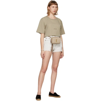 Shop Saint Laurent Beige & Taupe Canvas Lou Belt Bag In 9673 Natural/taupe