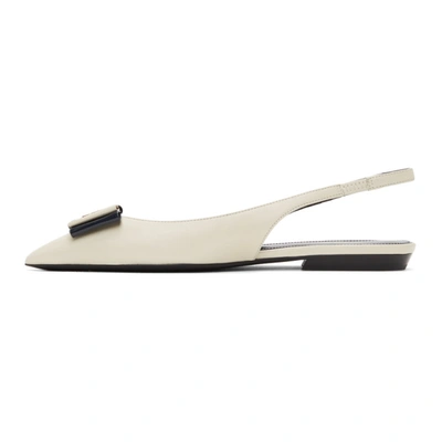 Shop Saint Laurent Off-white Anaïs Slingback Flats In 1912 Pearl/navy