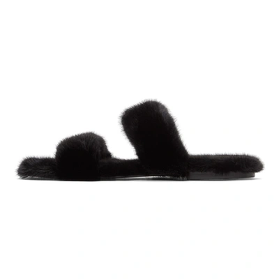 Shop Saint Laurent Black Mink Bleach Slides In 1000 Black