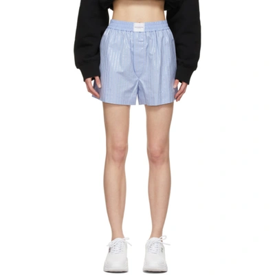 Shop Alexander Wang Blue Crystal Hotfix Boxer Shorts In 450 Oxford