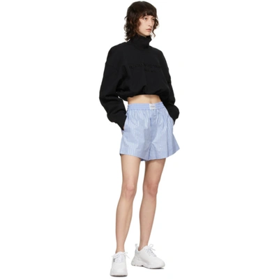 Shop Alexander Wang Blue Crystal Hotfix Boxer Shorts In 450 Oxford