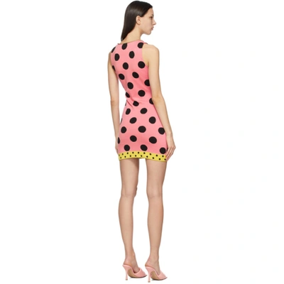 Shop Moschino Pink Polka Dot Knit Charm Dress In A1207 Fanta