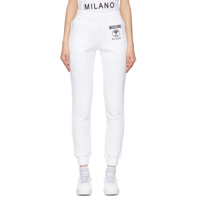 Shop Moschino White Double Question Mark Lounge Pants In A2001 White