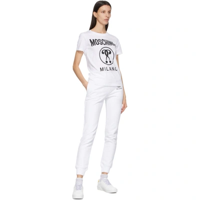 Shop Moschino White Double Question Mark Lounge Pants In A2001 White
