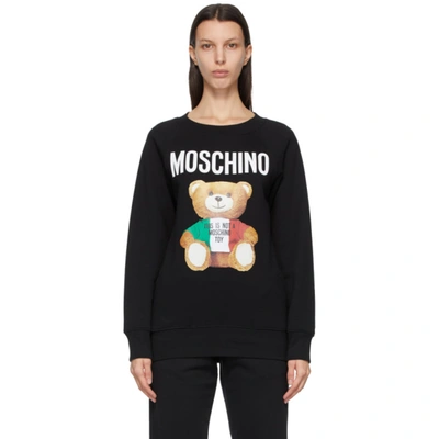 Shop Moschino Black Italian Teddy Bear Sweatshirt In A1555 Black