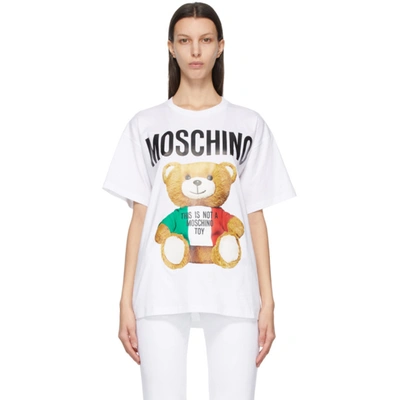Shop Moschino White Italian Teddy Bear T-shirt In V1001 White