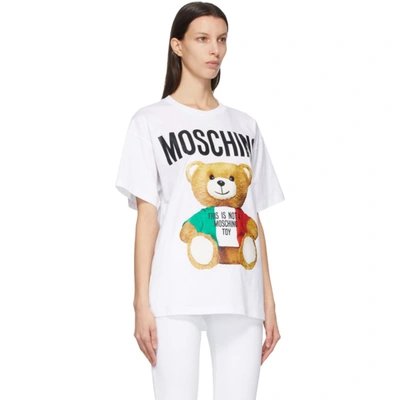 Shop Moschino White Italian Teddy Bear T-shirt In V1001 White