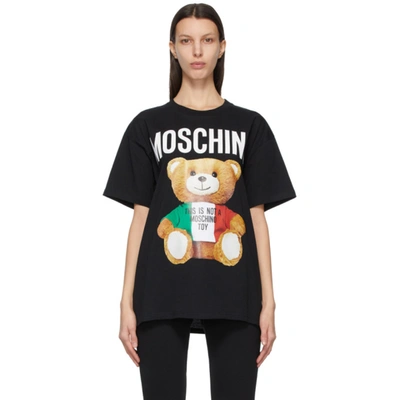Shop Moschino Black Italian Teddy Bear T-shirt In V1555 Black