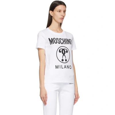 Shop Moschino White Double Question Mark T-shirt In A2001 White