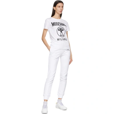 Shop Moschino White Double Question Mark T-shirt In A2001 White